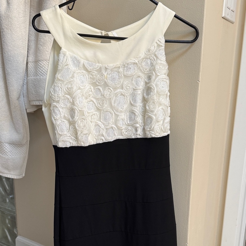 Elegant Black and Cream Floral Dress